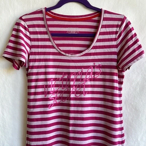 Victoria’s Secret pink stripe scoop neck sleepwear, size M - Picture 2 of 6